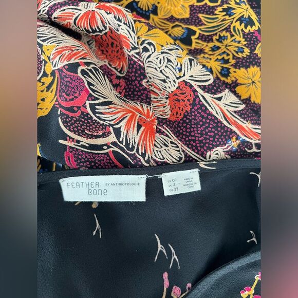 Anthropologie Feather Bone Black Printed Jumpsuit Size 0 - Picture 6 of 9